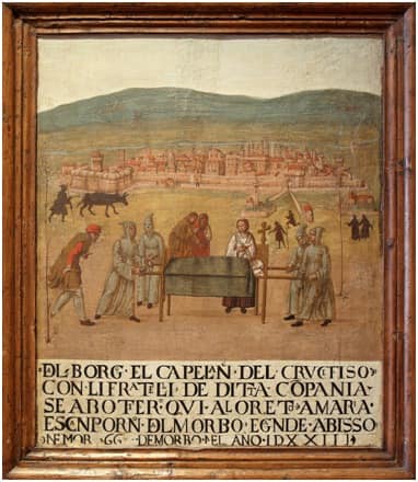 “Pellegrinaggio della Compagnia del Crocifisso”, olio su tavola, prima metà del XVI secolo, Museo civico di Sansepolcro