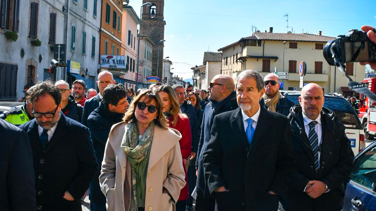 Il ministro Musumeci a Pierantonio con la presidente Tesei e il sindaco Carizia