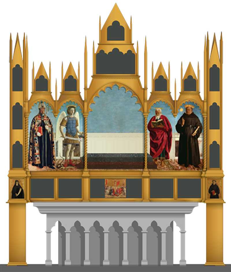 Il polittico degli agostiniani in un rendering reperito sul sito del Museo Poldi Pezzoli