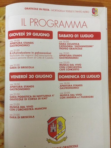 Dal 29 giugno al 2 luglio “Graticole in festa” Quattro giorni con gastronomia, musica, teatro e sport 2 Dal 29 giugno al 2 luglio “Graticole in festa” Quattro giorni con gastronomia, musica, teatro e sport - Attualità | TTV.it