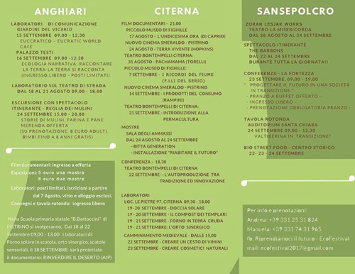”RIPRENDIAMOCI IL FUTURO”: al via domani l'EcoFESTIVAL2017-VALTIBERINA - Ambiente | TTV.it