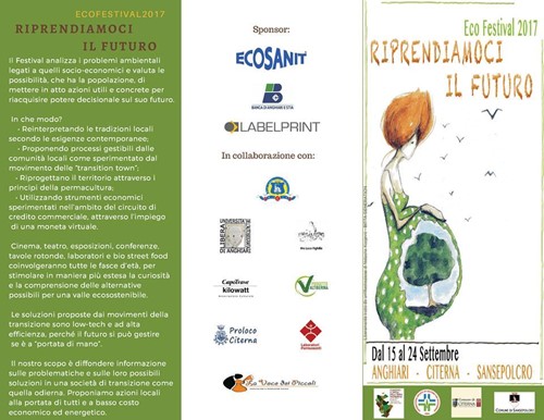 ”RIPRENDIAMOCI IL FUTURO”: al via domani l'EcoFESTIVAL2017-VALTIBERINA - Ambiente | TTV.it