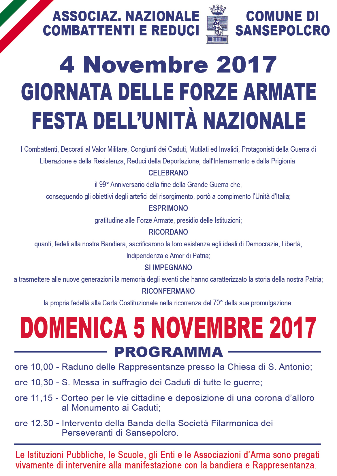 Sansepolcro: celebrazioni del 4 novembre, ecco il programma - Attualità | TTV.it