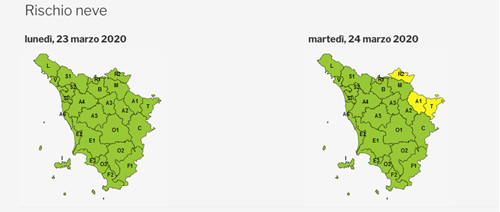 Codice giallo in Toscana martedì 24, per neve a bassa quota, rischio ghiaccio e ancora forte vento - Ambiente | TTV.it