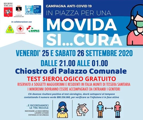 “Movida si…cura”, ancora test sierologici per tutti a Sansepolcro stasera e sabato - Attualità | TTV.it