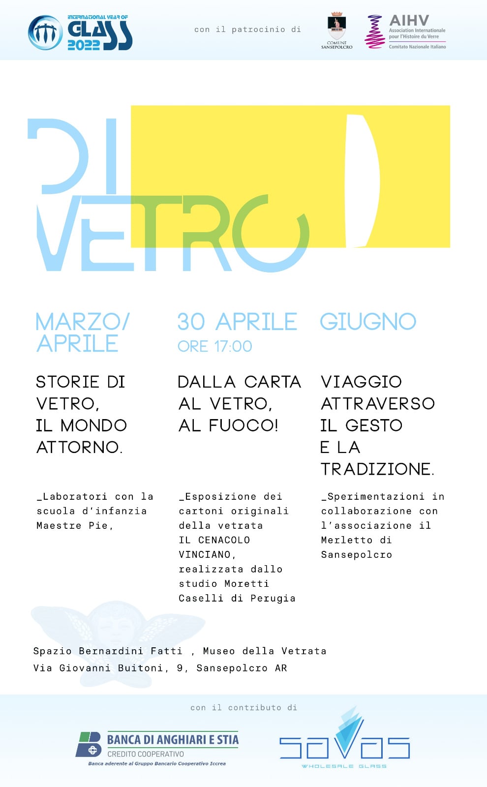 Anno internazionale del vetro, le iniziative a Sansepolcro 1 locandina di vetro 2022