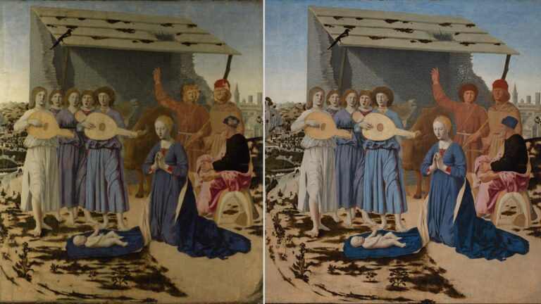La Natività di Piero prima e dopo il restauro. National Gallery (CC BY-NC-ND 4.0) 