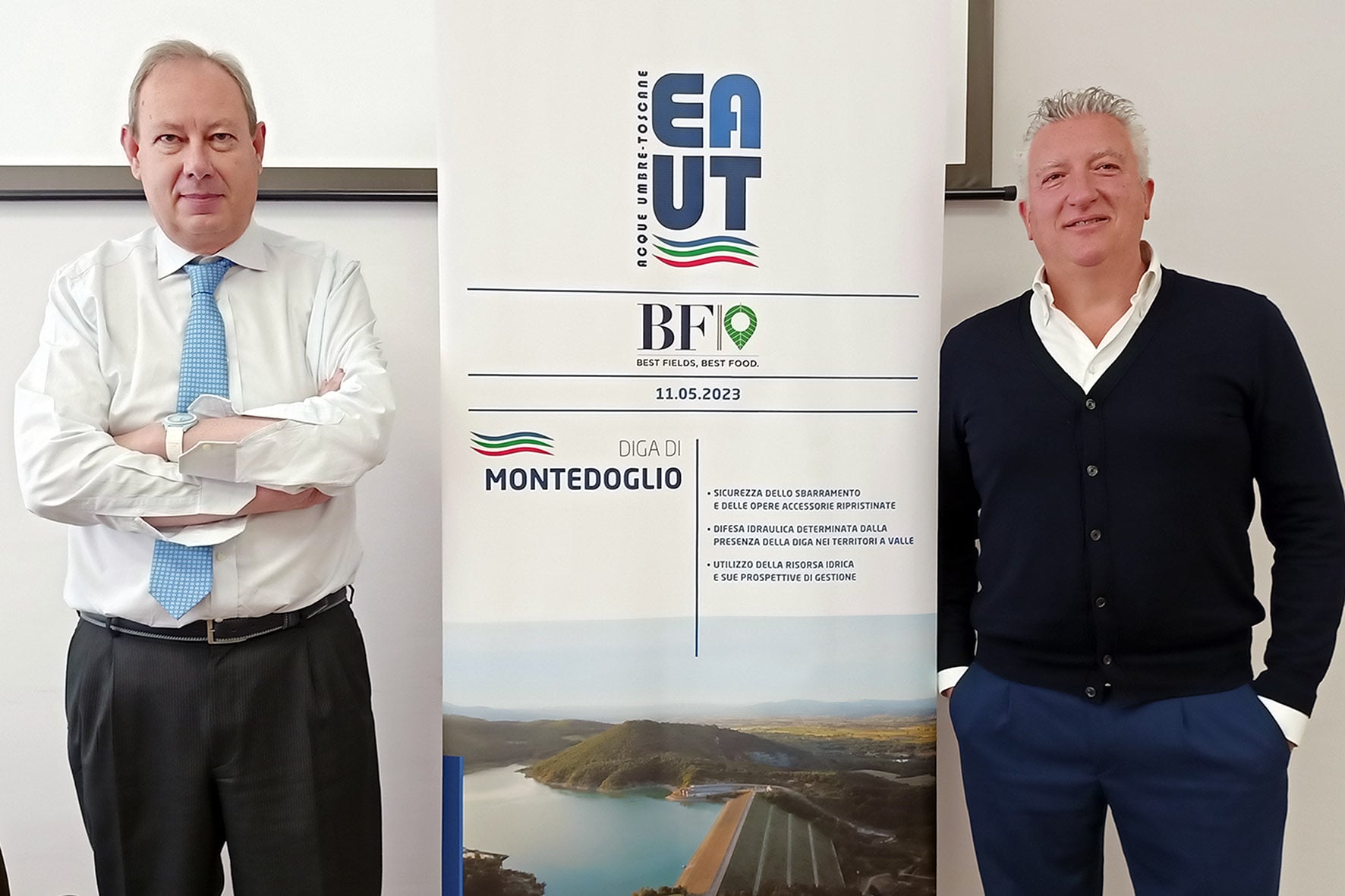 “Diga di Montedoglio, quale futuro?”: giornata di studi a Cortona 1 Da sinistra: il presidente di Eaut Simone Viti e il direttore Andrea Canali