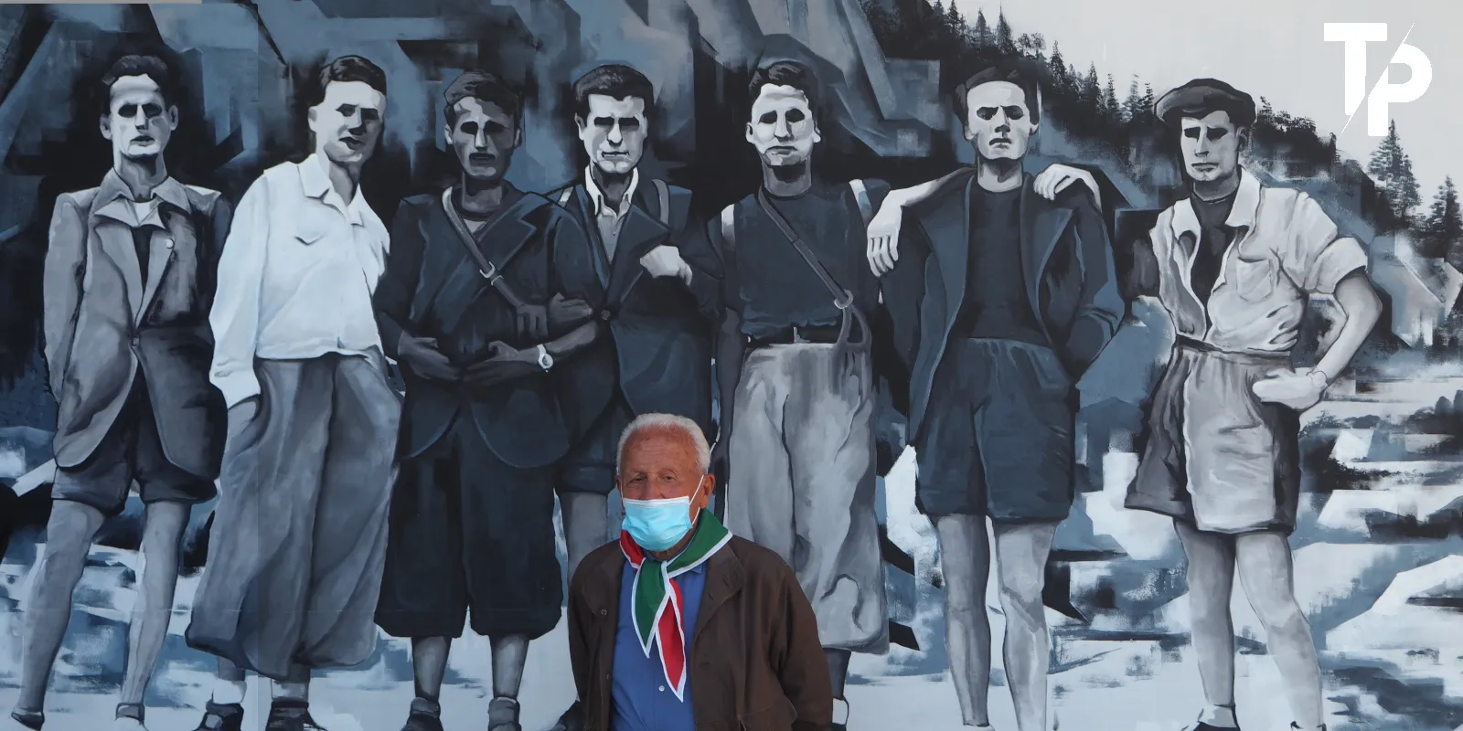Sansepolcro, i 100 anni di Gherardo Dindelli 1 Gherardo Dindelli il 25 aprile 2021 all’inaugurazione del murales che lo ritrae