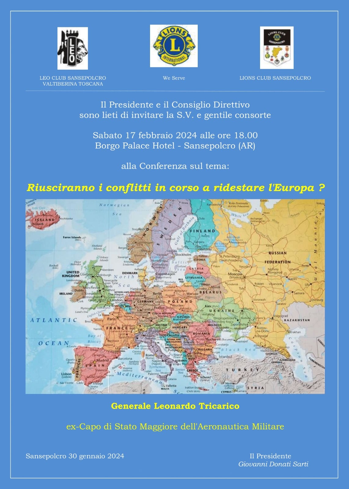 “Riusciranno i conflitti in corso a ridestare l'Europa?” 1 lions incontro tricarico