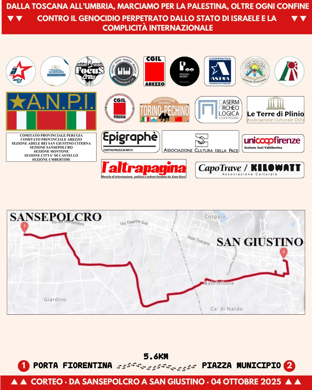 “In cammino per Gaza”, marcia di solidarietà da Sansepolcro a San Giustino - Attualità | TTV.it