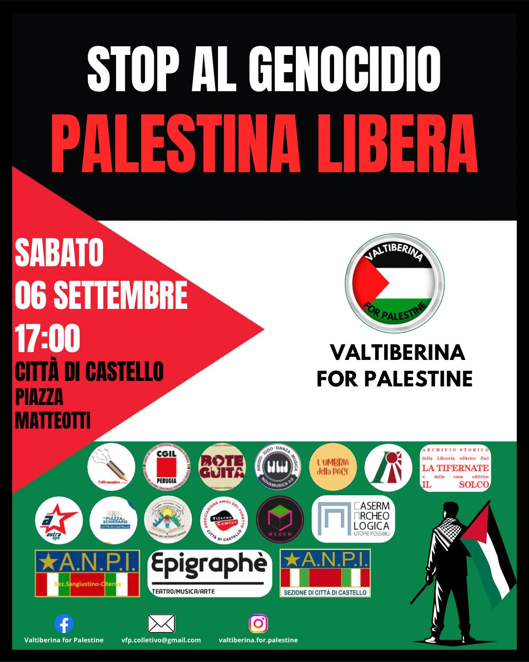 “Disertiamo il silenzio”, anche Città di Castello si mobilita per la Palestina 1 La locandina dell’iniziativa di sabato 6 settembre