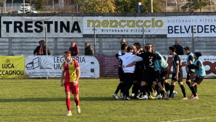 L’esultanza dei giocatori del Trestina (foto Trestina Sport)