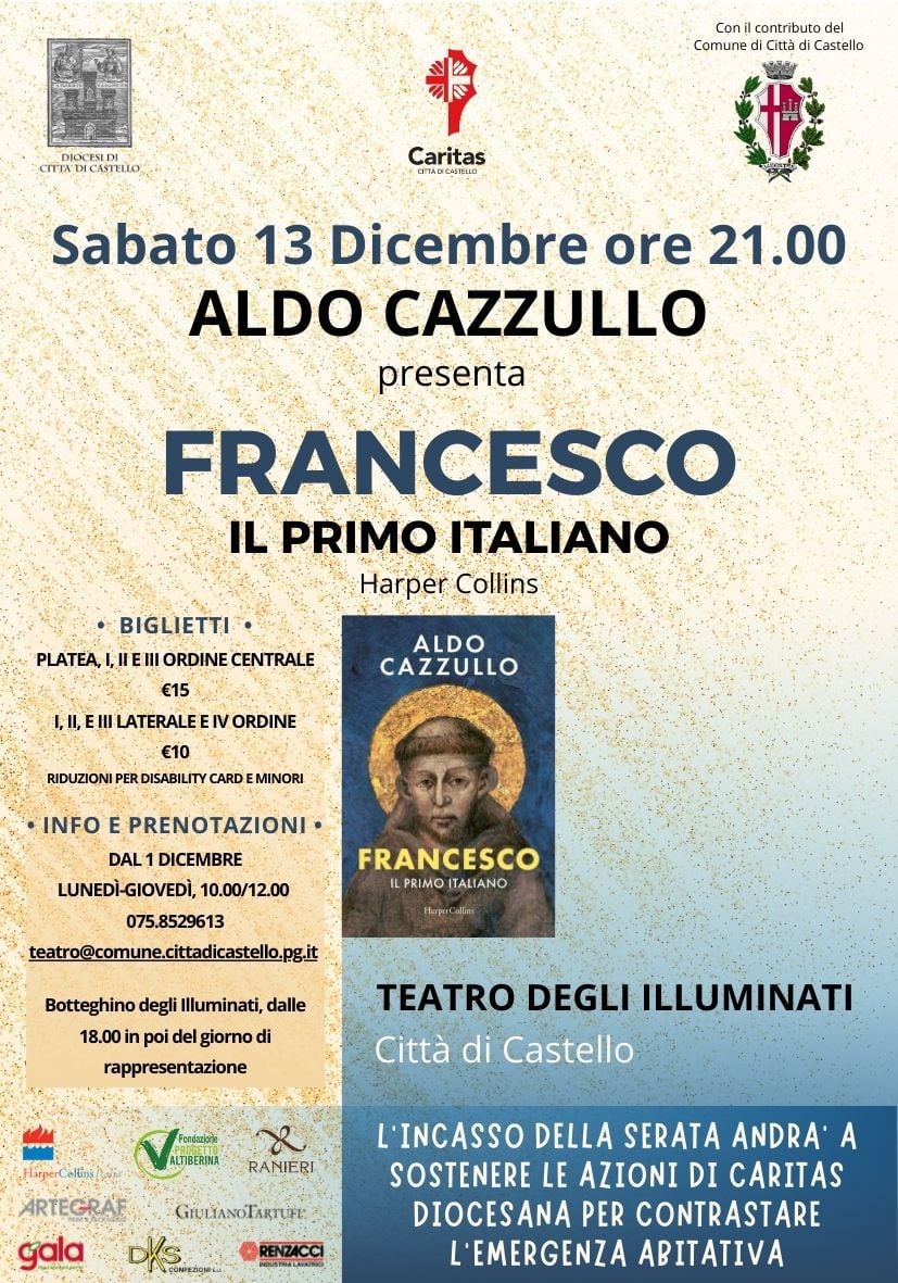 Aldo Cazzullo torna a Città di Castello con “Francesco. Il primo italiano” 1 Aldo Cazzullo torna a Città di Castello con “Francesco. Il primo italiano” - Cultura, Eventi | TTV.it