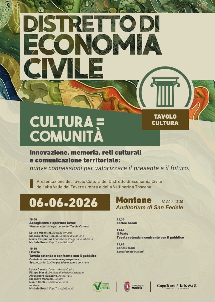 Economia civile, il Distretto apre il Tavolo Cultura a Montone 1 Economia civile, il Distretto apre il Tavolo Cultura a Montone - Cultura | TTV.it
