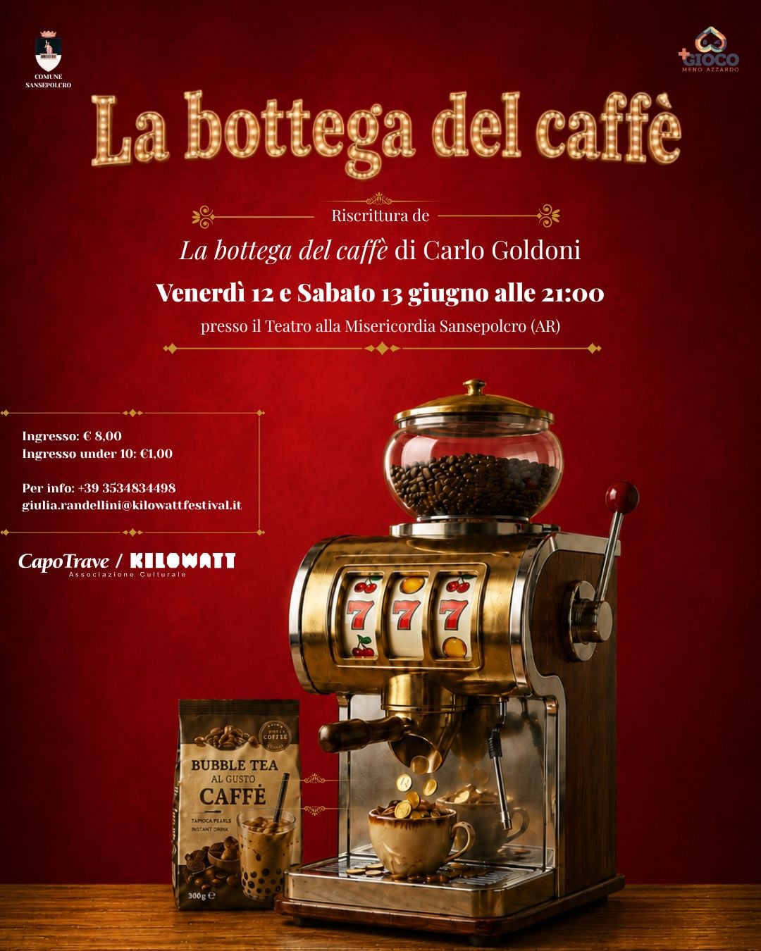 “La bottega del caffè”: sul palco bambini e adulti per una riscrittura di Goldoni 1 La locandina dei due eventi