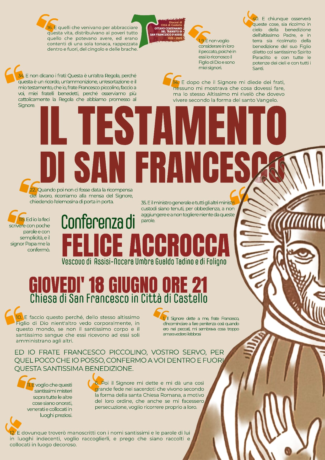 A Città di Castello una conferenza sul Testamento di San Francesco 1 A Città di Castello una conferenza sul Testamento di San Francesco - Attualità | TTV.it