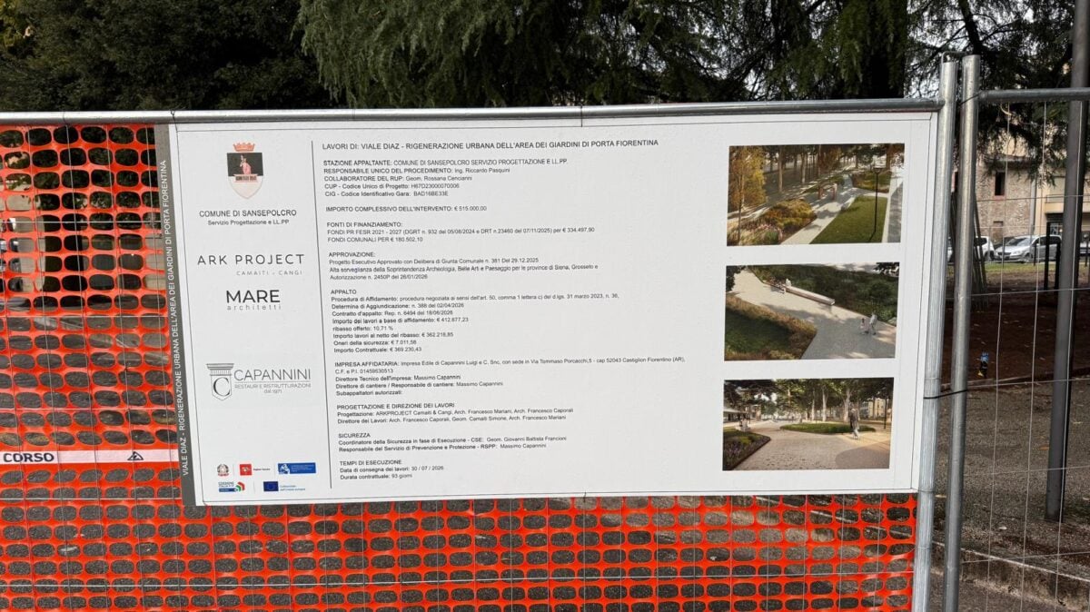 Sansepolcro, cominciano i lavori ai Giardini di Porta Fiorentina - Attualità | TTV.it