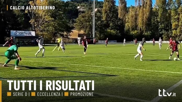Il gol in apertura di Gagliardi (immagine originale Pietralunga Sport)